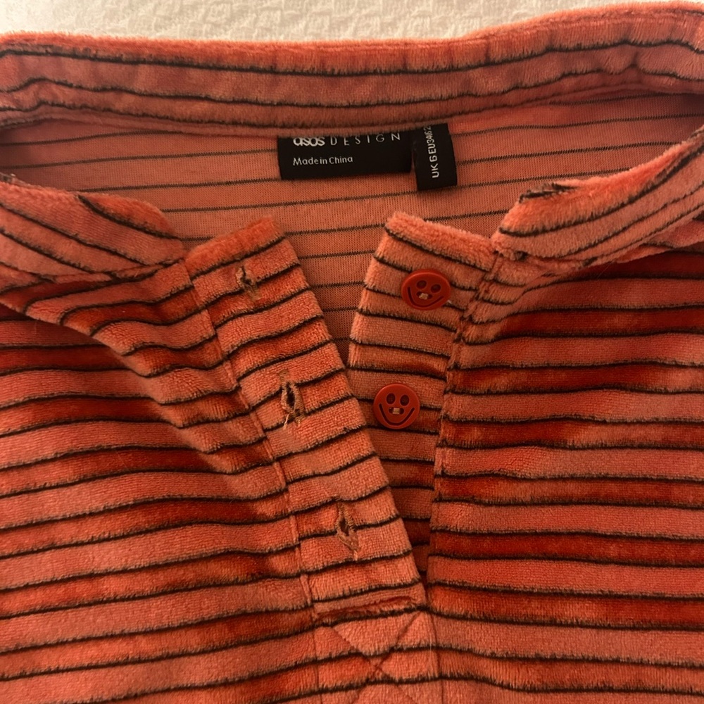 ASOS Coral Pink Striped Sleep Set - Picture 4 of 6